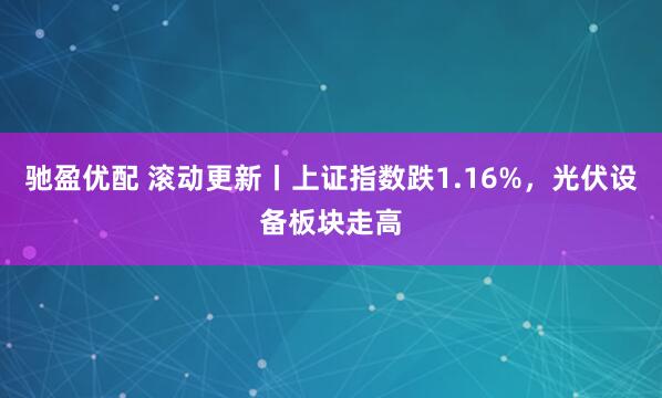 驰盈优配 滚动更新丨上证指数跌1.16%，光伏设备板块走高